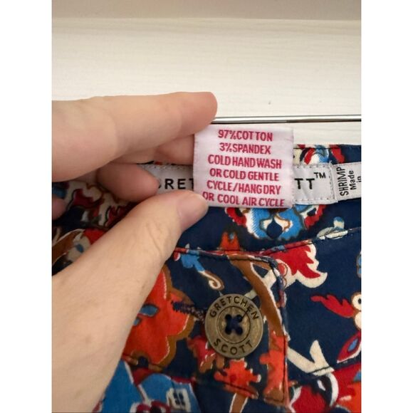 Gretchen Scott GripeLess Cotton Spandex Jeans Floral Magic Carpet Flat Front XXS - Picture 3 of 4